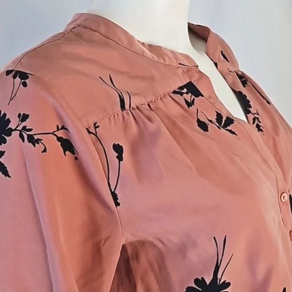 Joie Acey Antique Rose & Black Floral Long Sleeve Flounce Ruffle Hem Dre… - Picture 7 of 16